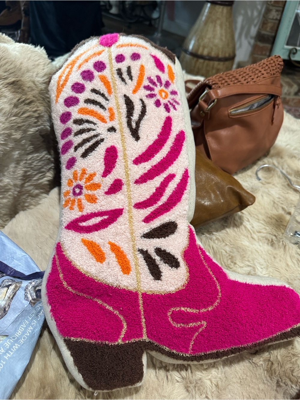 Isacc mizrahi boot shaped pillow